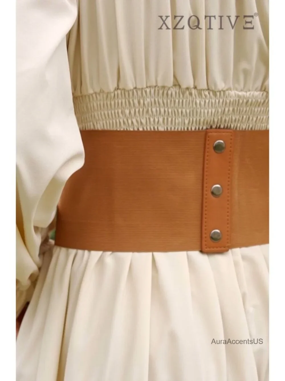 Wide Elastic Corset Waist Belt with Snap Closure, 4.7 Inch